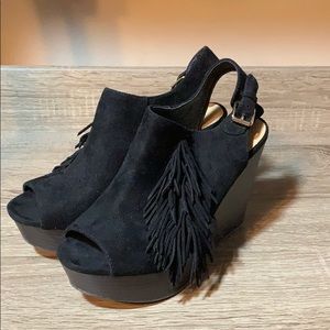 Report Black Fringe High Heels Size | 6